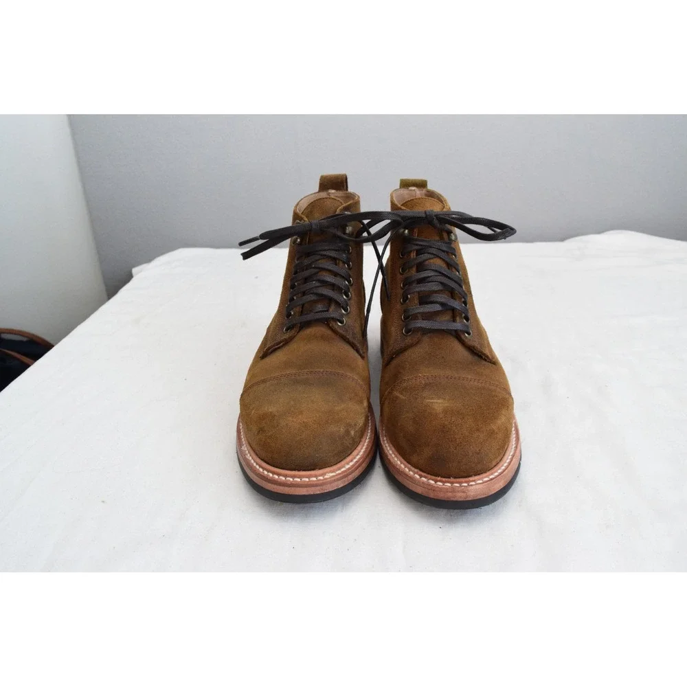Taylor Stitch X Stetson Moto Boot 9 Brown Suede Weatherproof Cap Toe Men Work